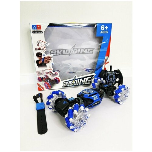 Машинка перевертыш на радиоуправлении управление жестами. Цвет Синий