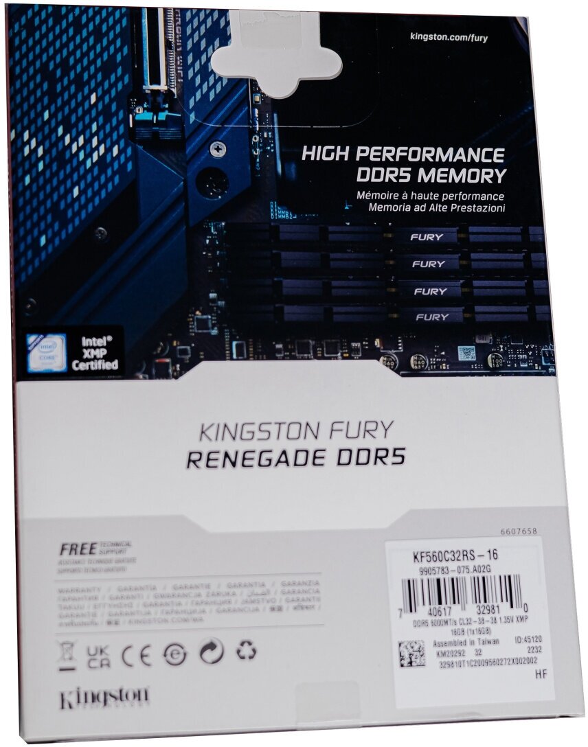 Оперативная память Kingston FURY Renegade DDR5 6000 МГц DIMM CL32 KF560C32RS-16