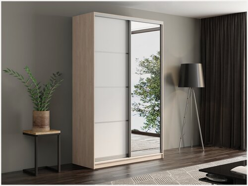 Изображение товара Шкаф-купе Матэрна шамони светлый / белый / + зеркало, 160х58х240 см