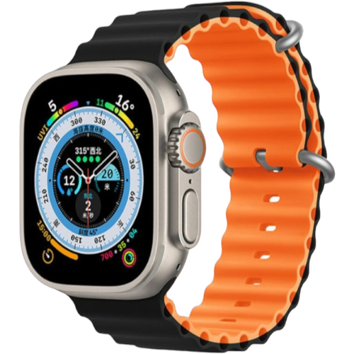 Ремешок для Smart Watch силиконовый/черно-оранжевый