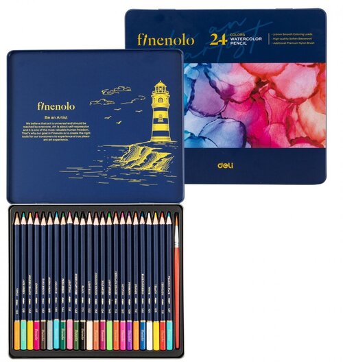 Finenolo Набор акварельных карандашей Finenolo 24 цвета в металлическом пенале