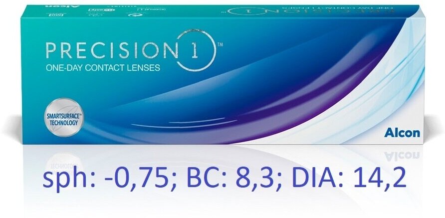 Контактные линзы Alcon Precision1 D 14.2, 30 шт., R 8,3, D -0,75