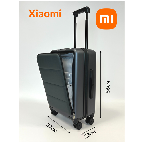 Умный чемодан Xiaomi, поликарбонат, ABS-пластик, полиэстер, водонепроницаемый, износостойкий, усиленные углы, ребра жесткости, 36 л, размер S, серый