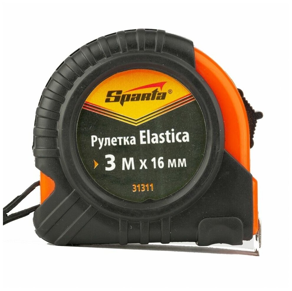 Рулетка Elastica,3 м х 16 мм, обрезиненный корпус Sparta