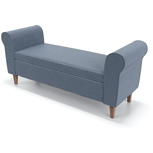 Скамья банкетка Soft Element Зельт 4 с мягким сидением, в прихожую, в спальню, замша, синий, стиль современная классика