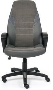 Кресло TetChair Inter кож/зам/флок/ткань, серый/металлик C-36/29/TW-12