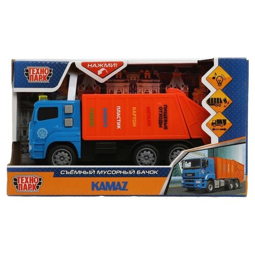 Технопарк Машинка KAMAZ мусоровоз 17 см KAMGARB-17PL-BUOG