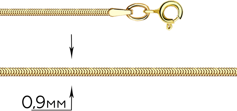 Цепь Эстет Снейк, желтое золото, 585 проба