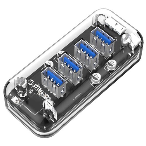 USB-концентратор  ORICO F4U-U3, разъемов: 4, прозрачный