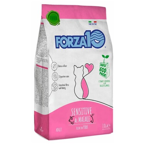 Корм сухой Forza10 ADULT SENSITIVE c свининой, для взрослых кошек и как продолжение после периода диеты кормами из линейки Diet или Active,1 кг