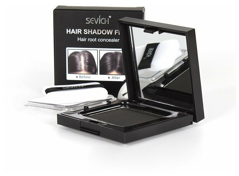 Пудра маскирующая для волос Hair Shadow Fiber - Hair Root Concealer, Sevich, 12 гр, цвет черный