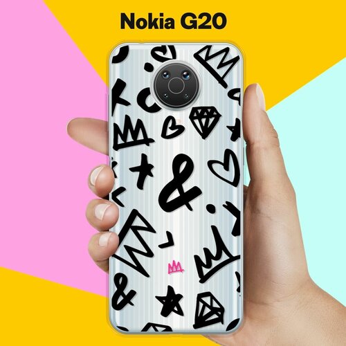 Силиконовый чехол на Nokia G20 Узор черный / для Нокия Джи20 силиконовый чехол на nokia g20 узор 6 для нокия джи20
