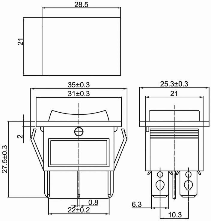 Выключатель клавишный Rexant 36-2390 250V 16A (6с) ON-OFF красный с подсветкой и нейтралью - фотография № 3