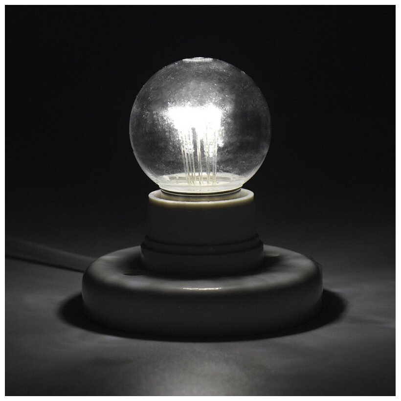 Декоративная светодиодная лампочка-шар с эффектом нити накаливания, цоколь Е27, белый свет - фотография № 9
