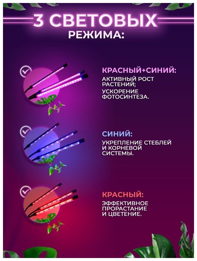  для растений и рассады на прищепке полного спектра 3 лампы .