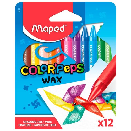 Восковые мелки Maped Color`peps 861011 трехгранные 12цв. картон. кор./европод.