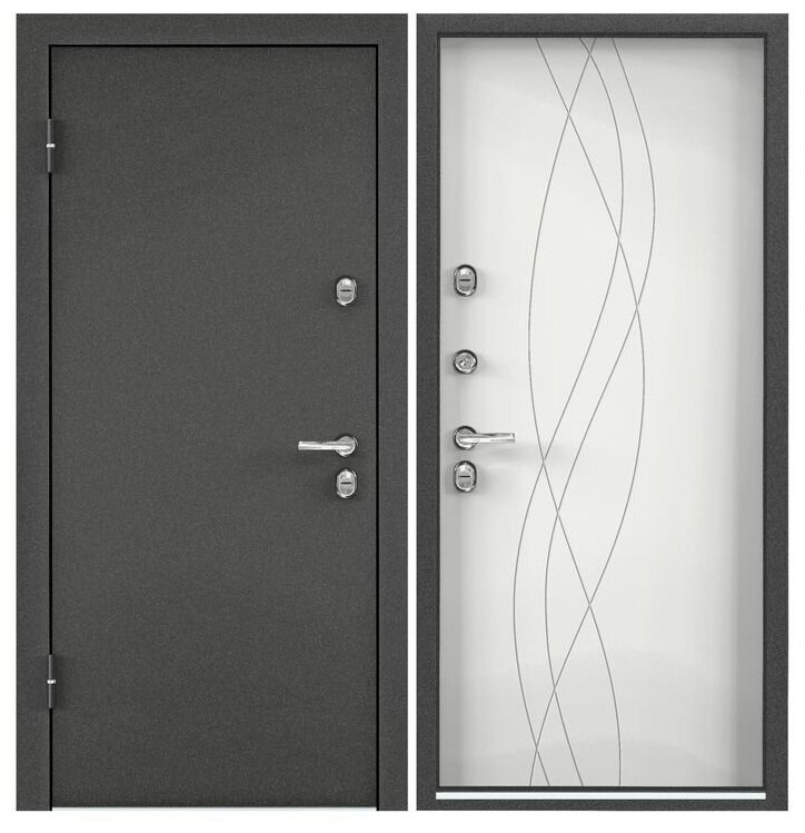 Дверь входная Torex для дома Village 950х2050 левый, тепло-шумоизоляция, антикоррозийная защита, замки 4-го и 2-го класса защиты, черный/белый - фотография № 1