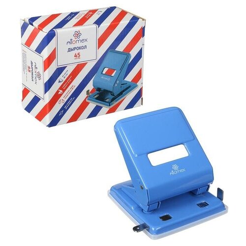 дырокол attomex металлический 10 листов в картонной коробке синий 2 шт Дырокол металлический 45 листов, Attomex, с линейкой, синий