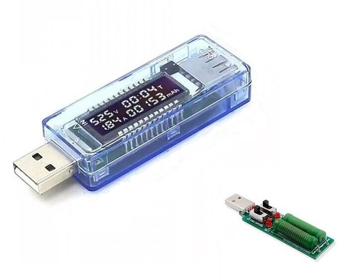 Цифровой USB тестер KEWEISI KWS-V20 + USB нагрузочный резистор 3А2А/1А (комплект)