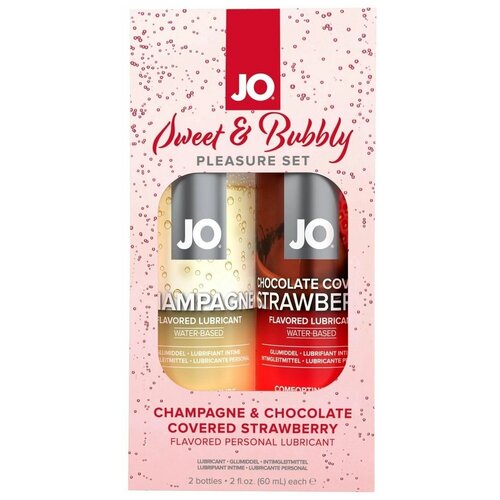 Набор из лубрикантов JO: Шампанское/Champagne 60 mL + Клубника в шоколаде/Chocolate Covered Strawb