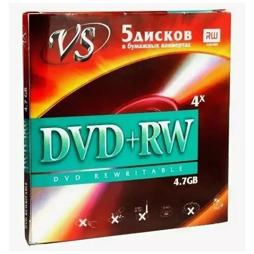 VS Диск для записи, DVD-RW 4,7 GB 4x конверт/5