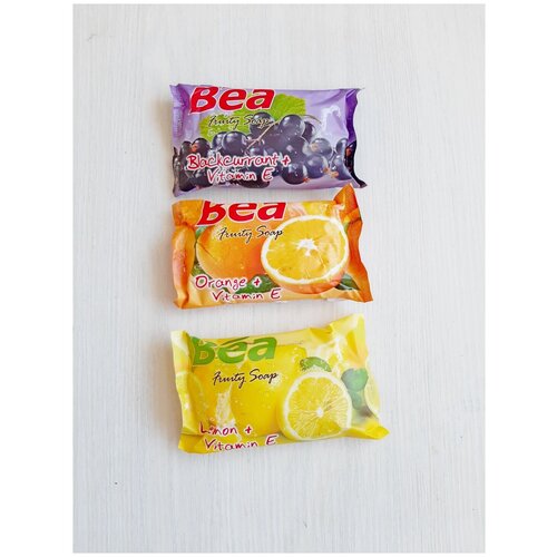 Мыло твердое туалетное BEA Fruity и витамин Е 75 гр Ассорти 3шт