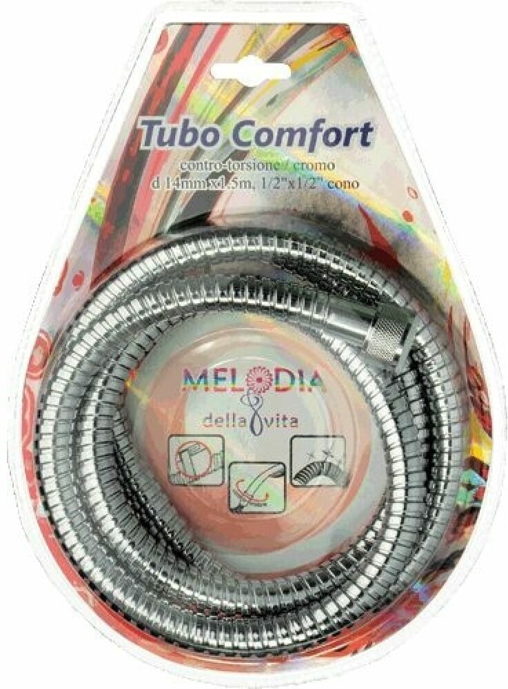 Шланг для душа Melodia della Vita EXTRA COMFORT ANTI-TWIST 1/2*1/2 конус нержавеющая сталь d14мм L150см2й заж. MKP34422BL