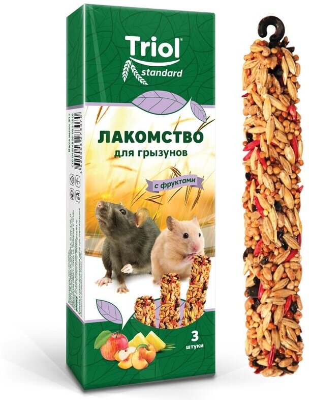Triol лакомство Standard для грызунов с фруктами, упаковка 3 шт, 80 г