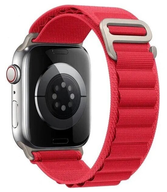 Тканевый ремешок "Альпийская петля" для Apple Watch 42 мм/44/45 mm/ 49, series 1 2 3 4 5 6 7 8 /SE/SE 2022, Apple Watch Ultra (для эпл вотч) красный