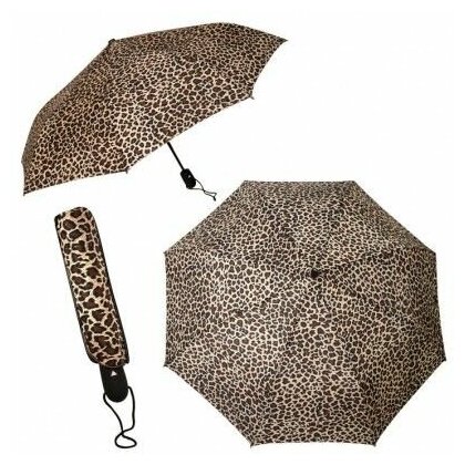 Зонт складной полуавтомат«Леопард»3 сложения диаметр 55см. 9208
