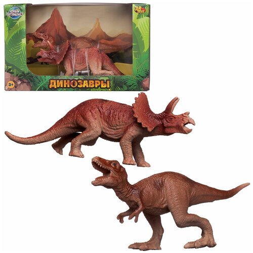 игровой набор фигурок abtoys юный натуралист динозавры стегозавр против аллозавра 1 набор Игровой набор ABtoys Юный натуралист Динозавры: Трицератопс против Тираннозавра