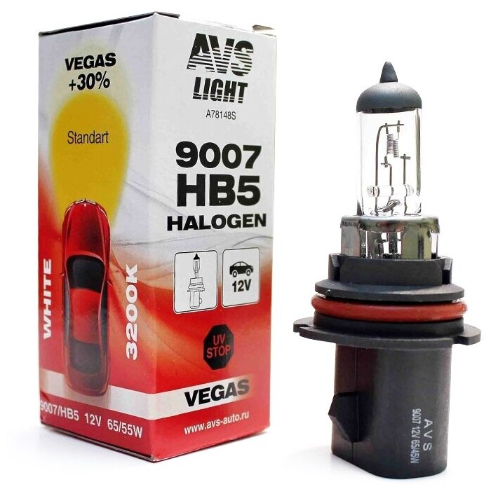 Лампа галогенная AVS Vegas HB5/9007. 12V.65/55W (1 шт.)