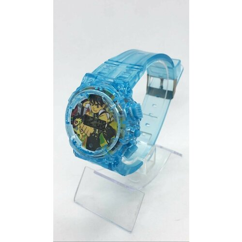 фото Наручные часы корпус пластик, ремешок резина, бесшумный механизм, голубой нет бренда