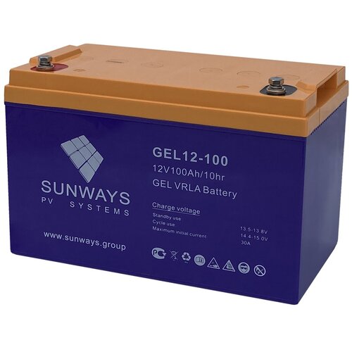 Аккумулятор гелевый Sunways GEL 12-100 (12В 100 Ач) аккумулятор тяговый sunways carbon 12 200 12в 200 ач