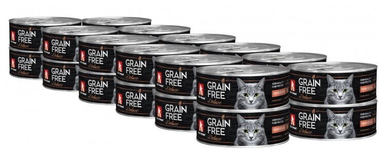 Зоогурман Grain Free для кошек Перепёлка, консервы 100г (24 банки)