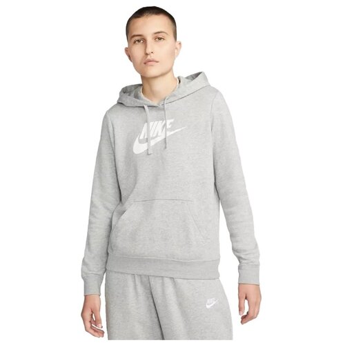 Худи NIKE, силуэт свободный, средней длины, капюшон, размер XS, серый