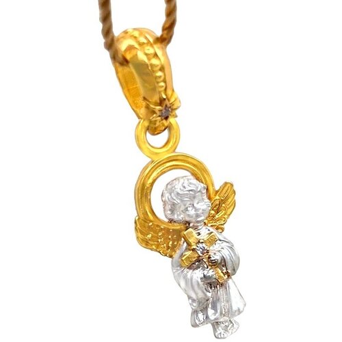 Подвеска Русские Мастерские, серебро, 925 проба, золочение, оксидирование, фианит