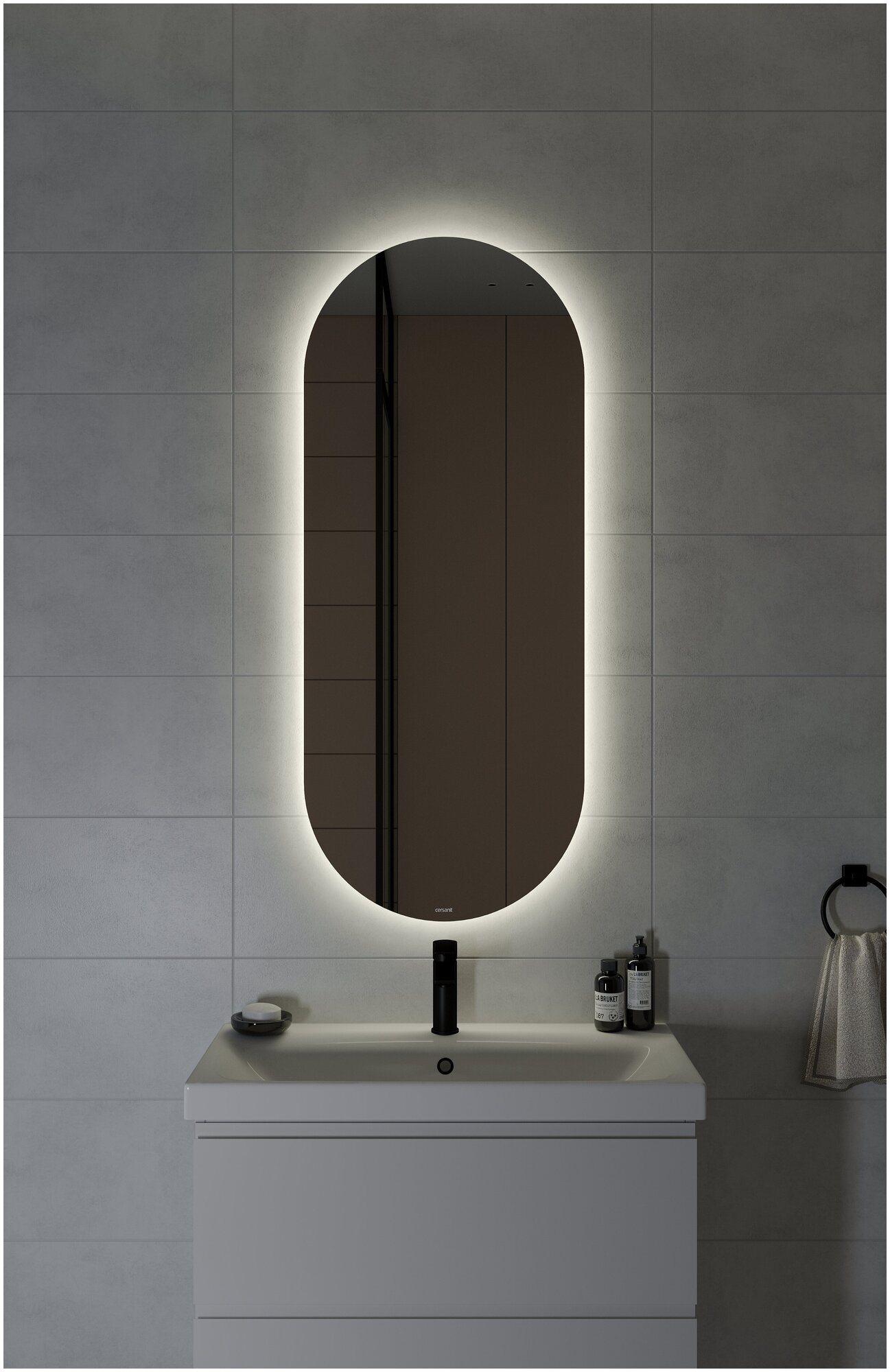 Зеркало Cersanit ECLIPSE smart 50*122 с подсветкой овальное (64150) - фотография № 7