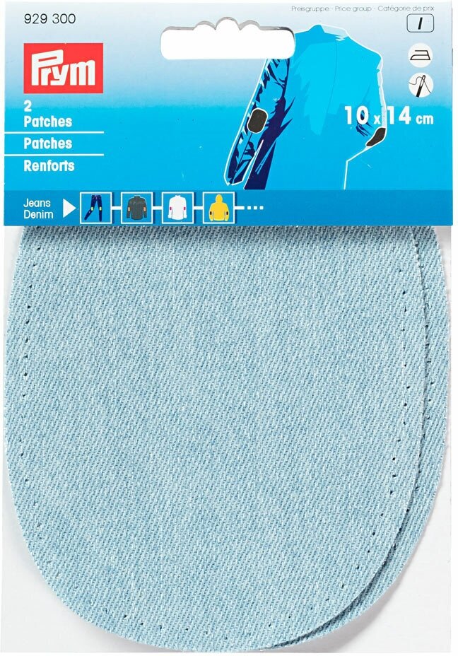 929300 Заплатки термоклеевые джинсовые 10*14см, 2 шт, цвет голубой, Prym