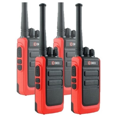 фото Комплект раций союз 1х4 красный. портативные рации, набор раций союз 1х4