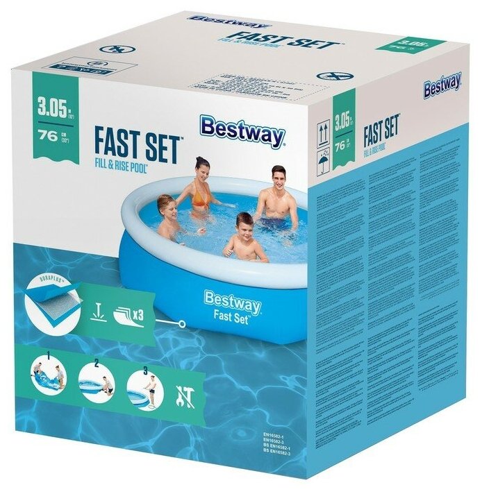 Бассейн надувной Bestway Fast Set, 305×76 см, от 6 лет, 57266 — фото 1