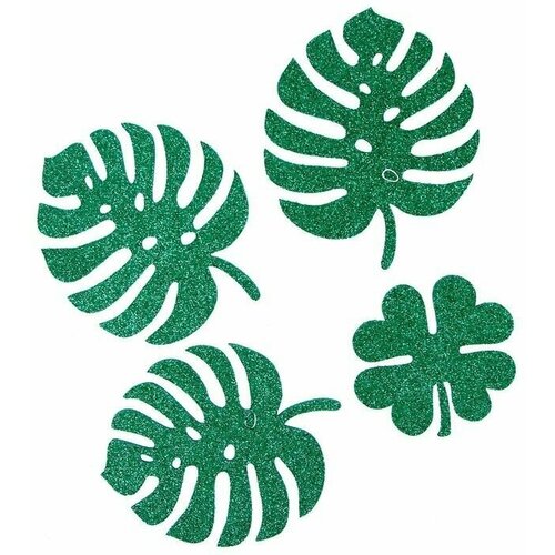 Наклейки Листья монстеры клевер с клеевыми подушками набор 4 шт 506₽