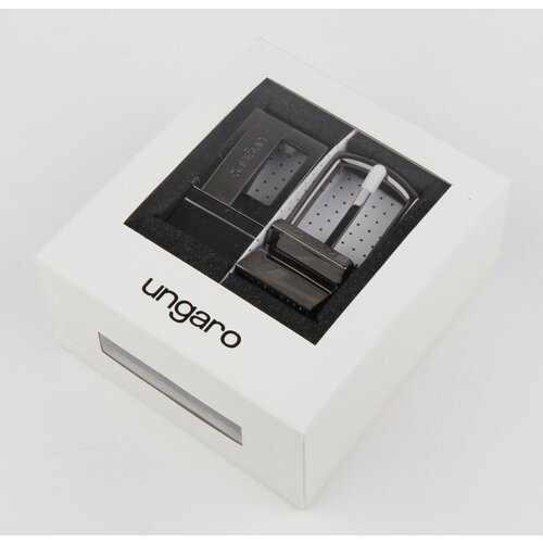 Ремень Ungaro, натуральная кожа, металл, подарочная упаковка, для мужчин, размер 115, длина 115 см., черный