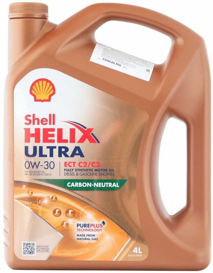 Моторное масло Shell Helix Ultra ECT C2/C3 0W-30 синтетическое 4 л (550046375)