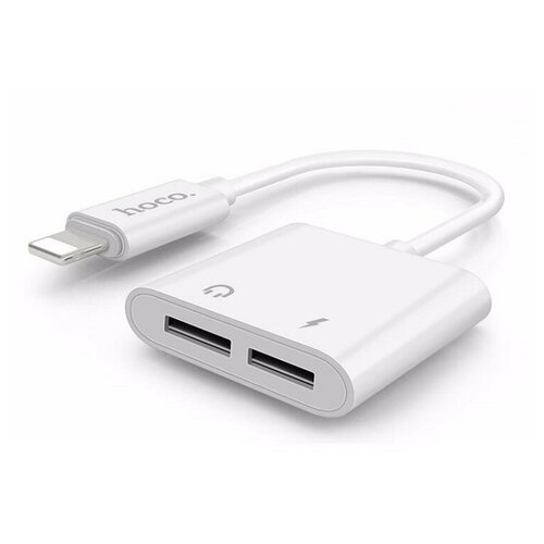 Адаптер переходник с Lightning на 2 Lightning Hoco LS5 азу lightning на 2 usb 2 4a z40 hoco черное