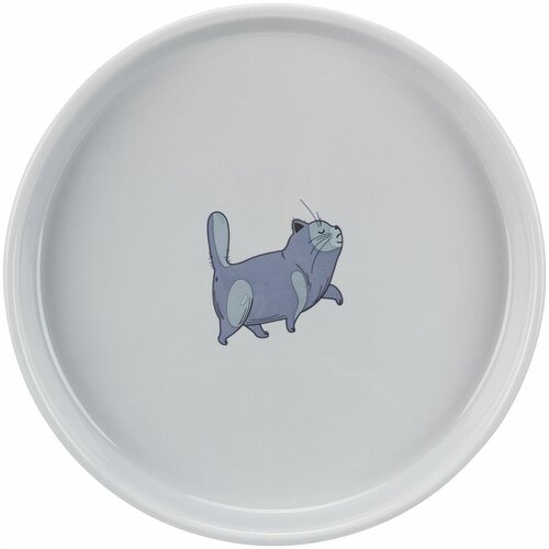 Trixie Миска для кошек плоская и широкая, керамика, 0.6 л х 23 см, серый