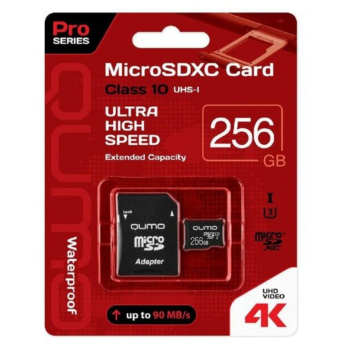 Micro SecureDigital 256Gb QUMO QM256GMICSDXC10U3 {MicroSDXC Class 10 UHS-I SD adapter}