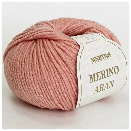 Пряжа Merino Aran Seam цвет 18 розовый персик, 10шт*(87м/50г), 100% мериносовая шерсть экстрафайн супервош