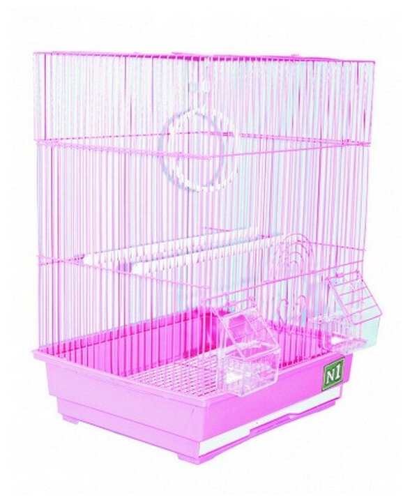 Клетка для птиц 35 х 28 х 46 см, прямоугольная, розовая, 1 комплект - фотография № 3