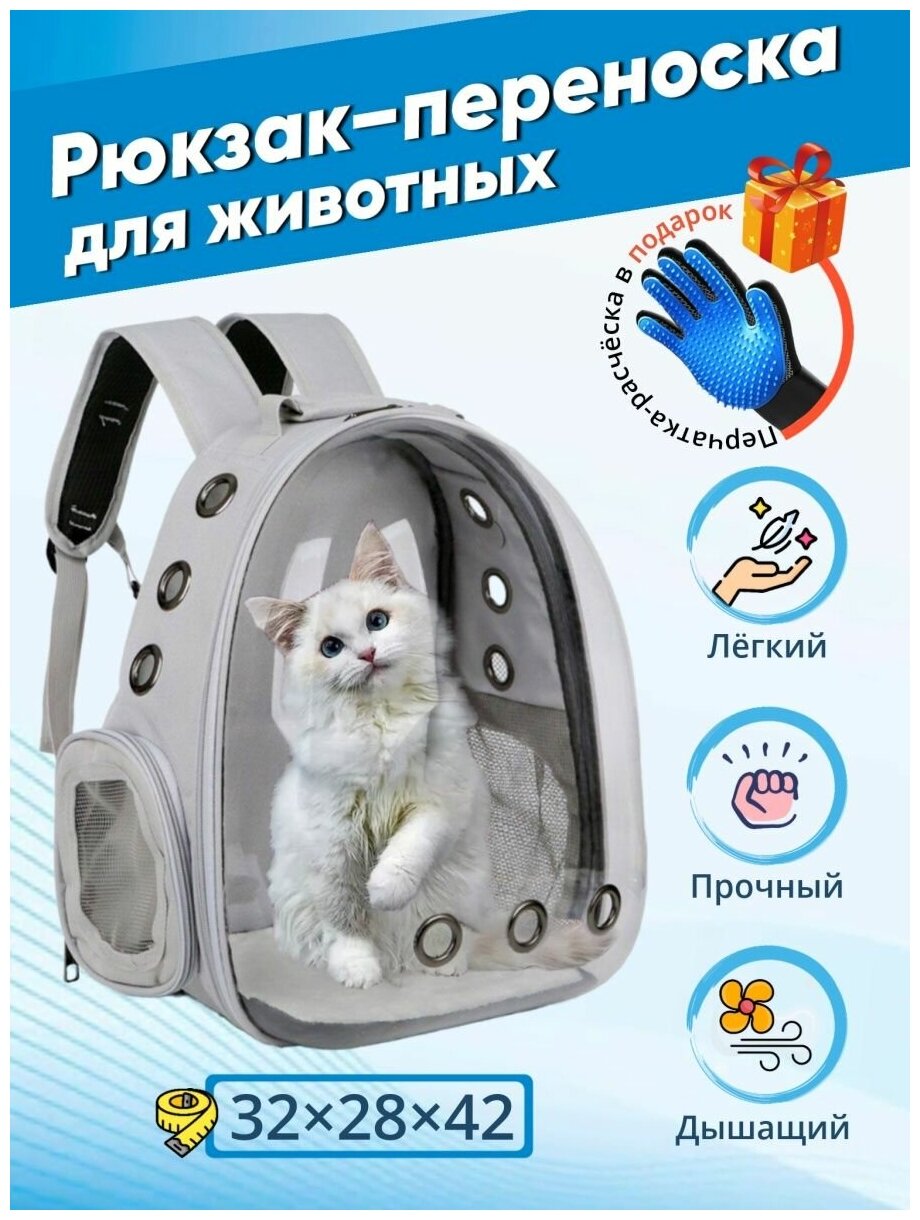 Рюкзак переноска для кошек, собак и грызунов / Рюкзак с иллюминатором для животных до 7 кг - фотография № 1